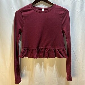 Long sleeve maroon colored top